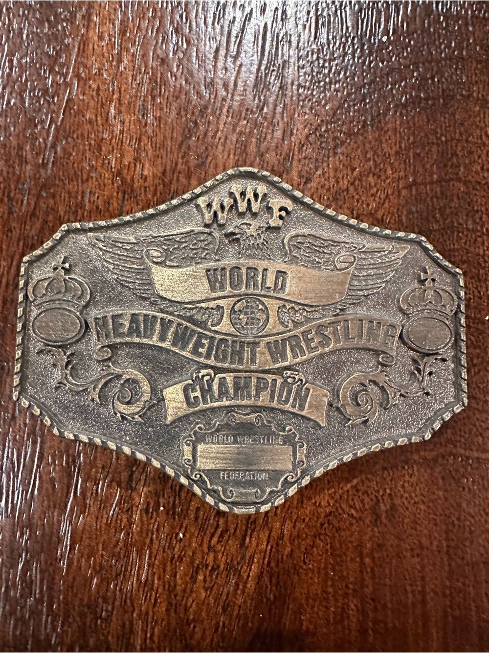 Vintage WWF World Heavyweight Wrestling Metal Belt Buckle Men’s